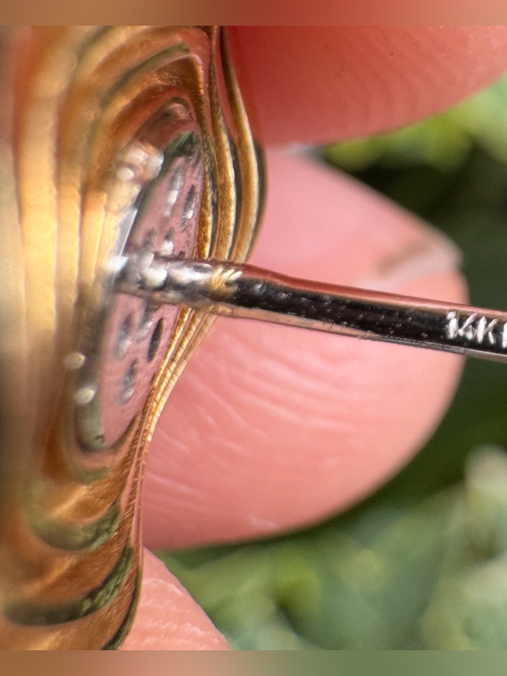 14k Artisan Diamond Disc Earrings - Picture 5 of 9